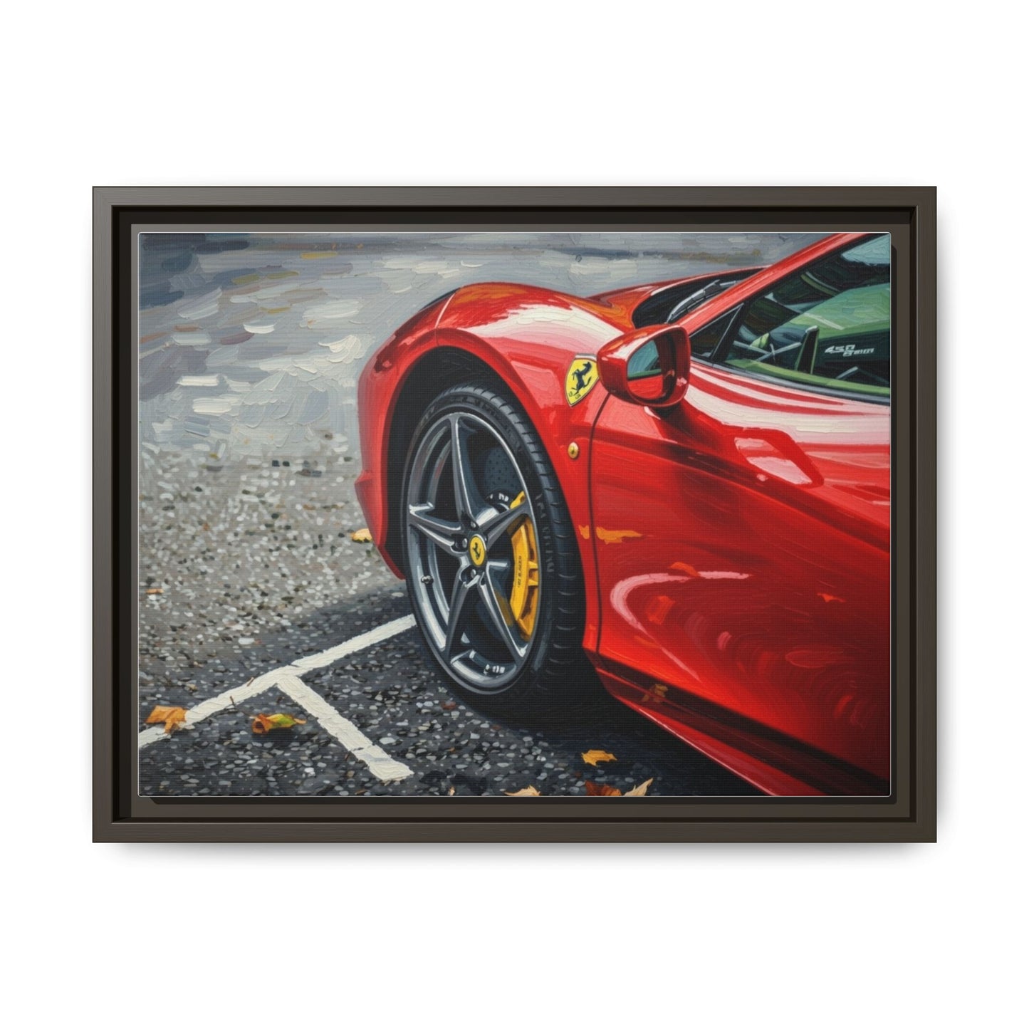 Framed Matte Canvas: Red Sports Car Close-Up Art Print