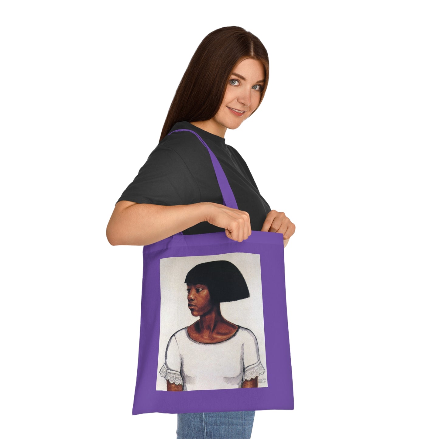 Portrait Cotton Tote Bag — Artistic Black Woman Illustration