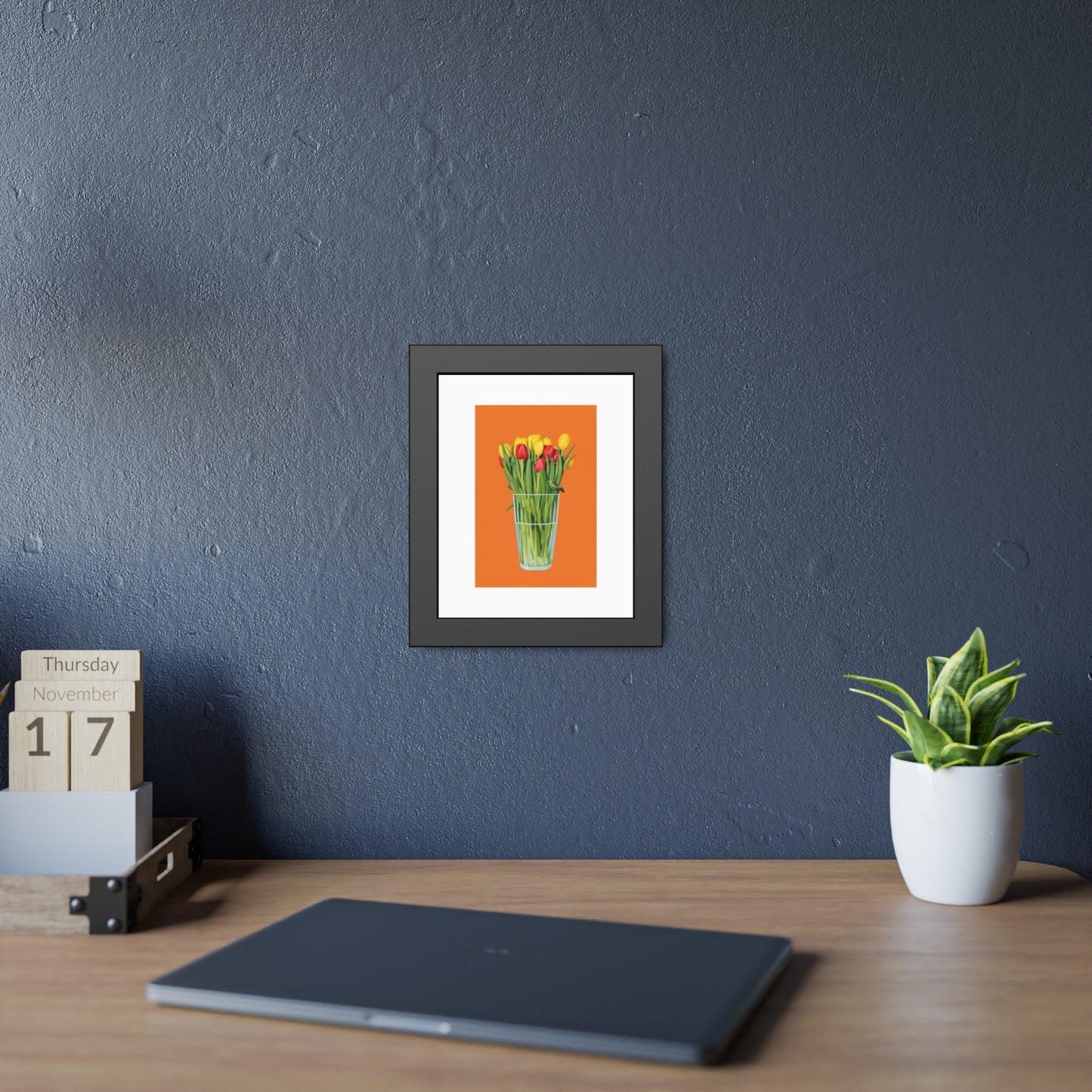 Framed Poster — Colorful Tulip Vase Wall Art (Spring Floral Print)