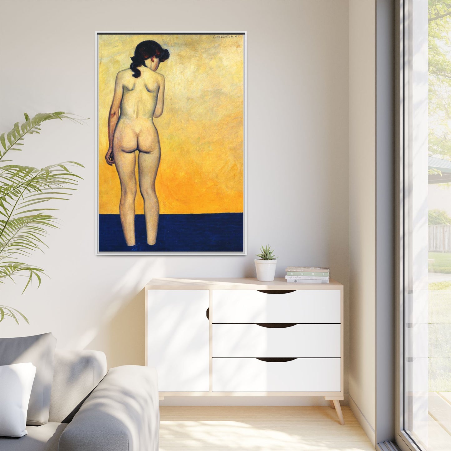 Adolescente entrant dans l'eau by Félix Vallotton Framed Matte Canvas Wall Art Print