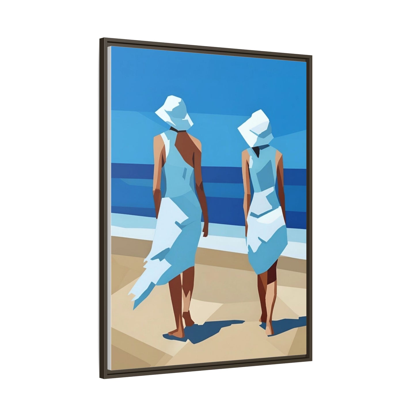 Seaside Stroll Matte Canvas Framed Print — Coastal Beach Art