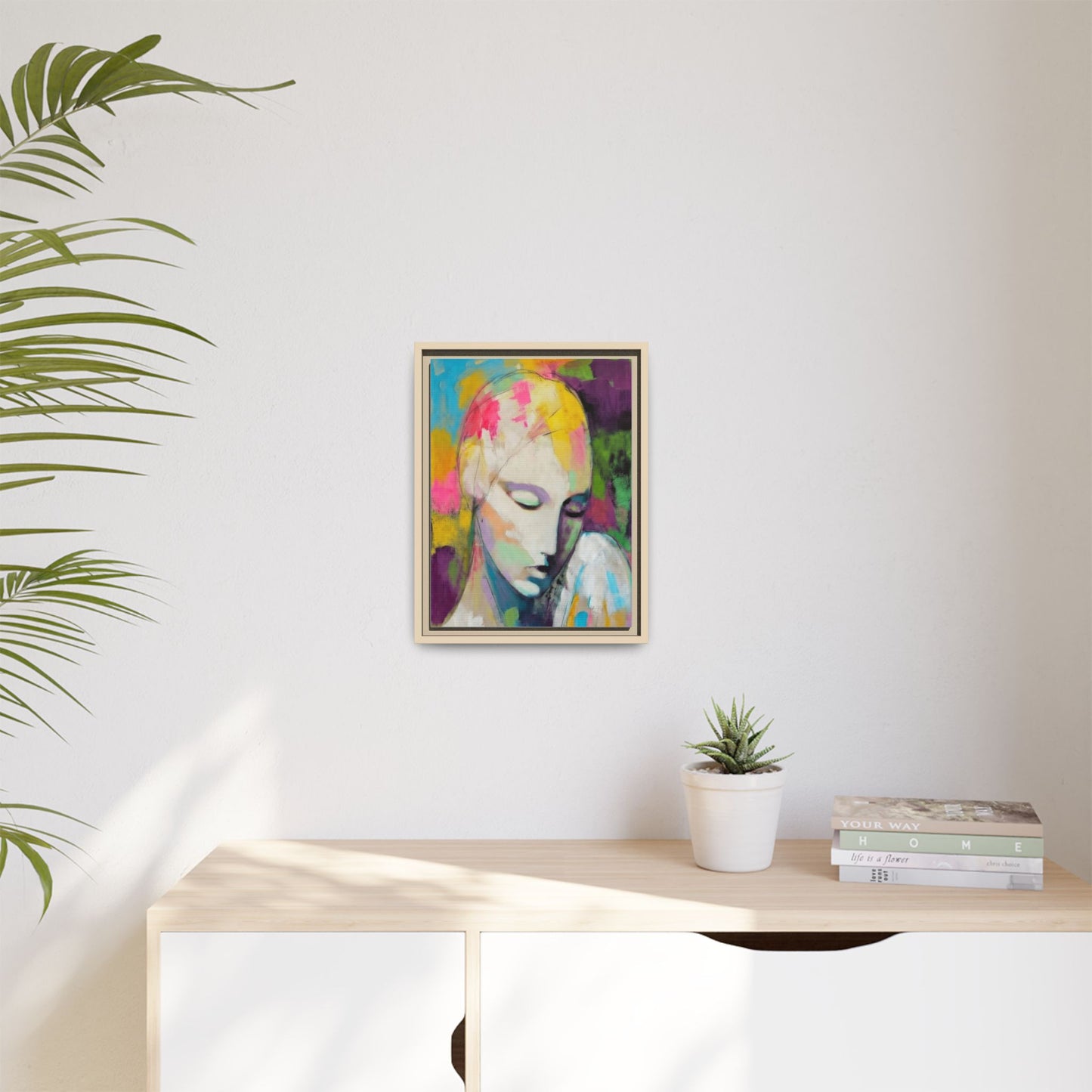 Framed Matte Canvas Art - Colorful Abstract Portrait