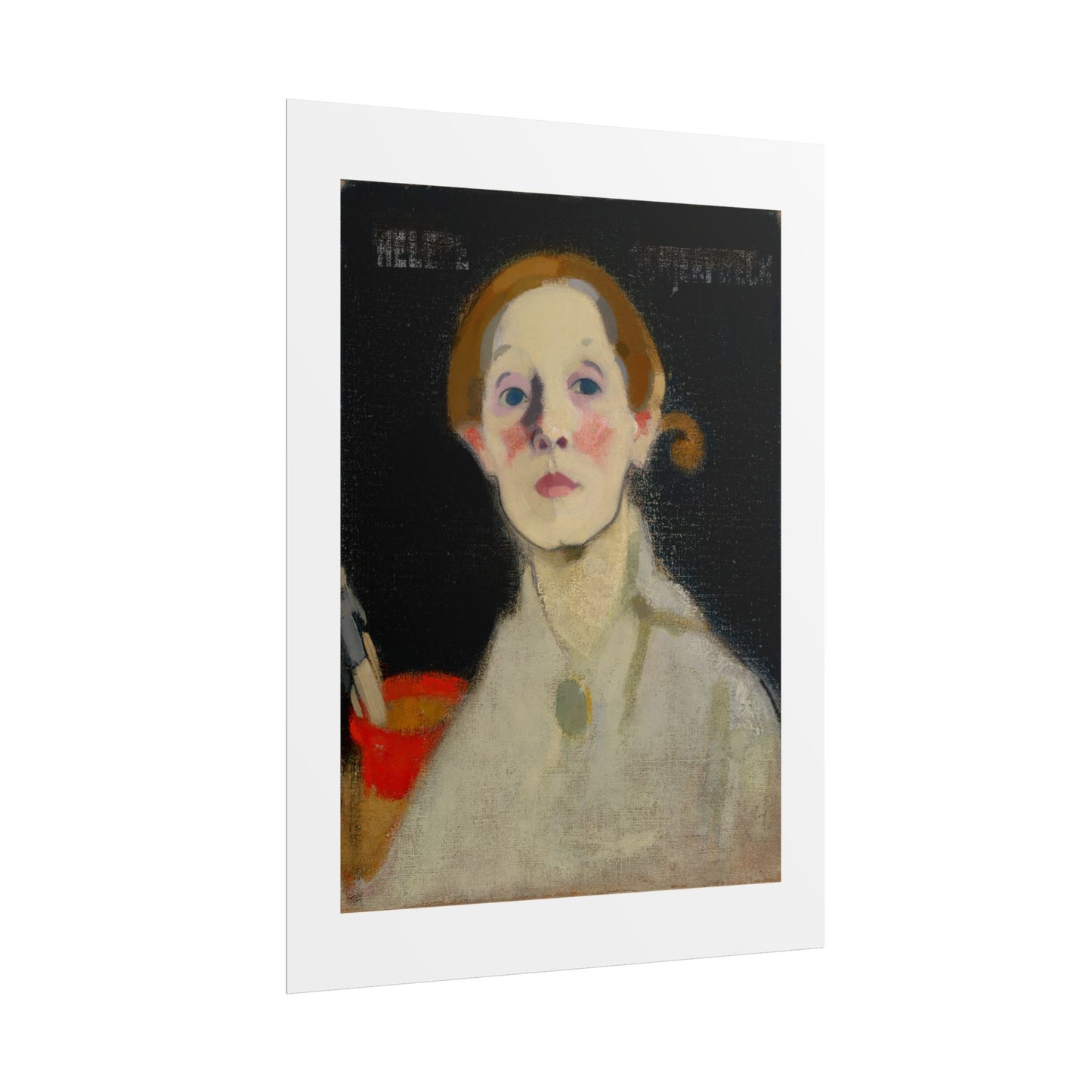 Self-Portrait Black Background by Helene Schjerfbeck Wall Art Print