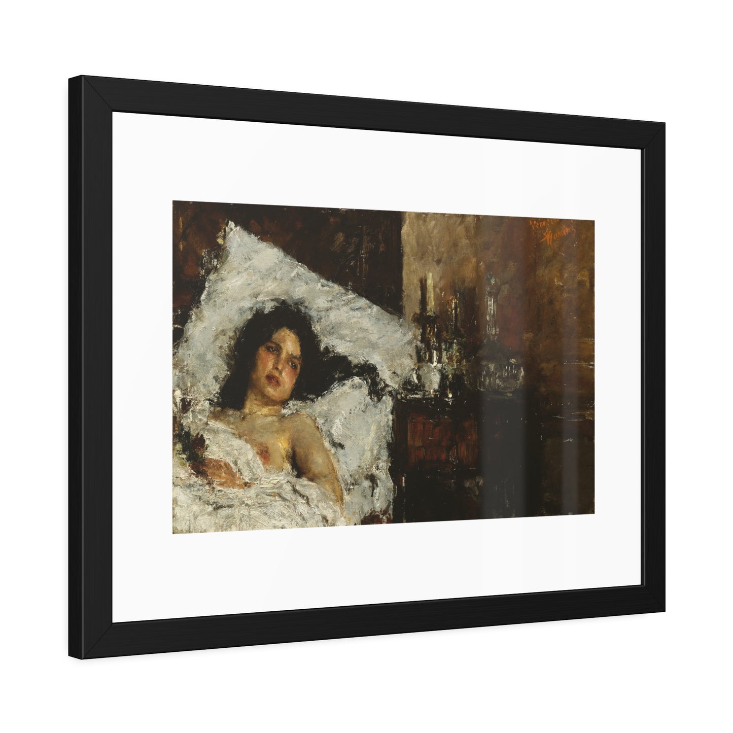 Resting by Antonio Mancini  Framed Poster Wall Art Print