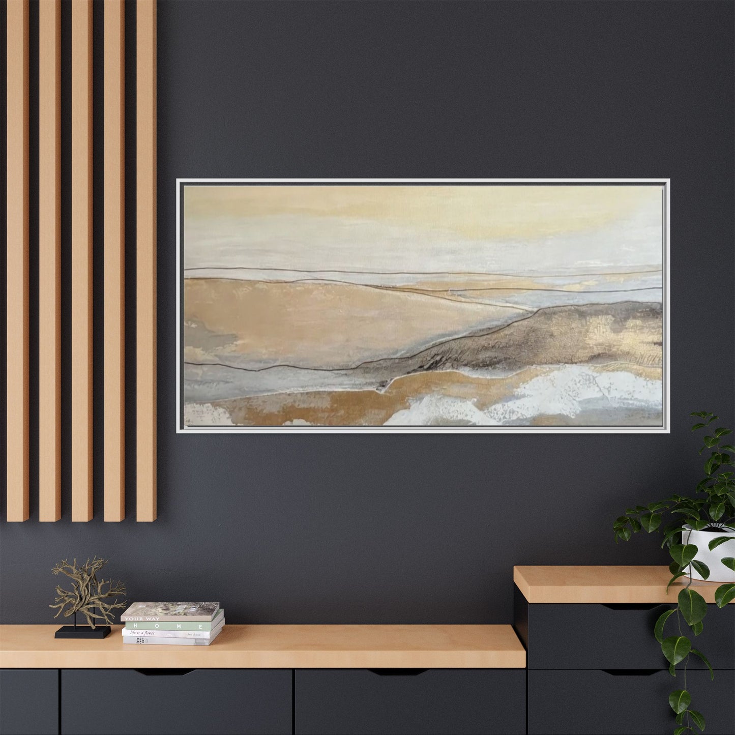 Framed Abstract Coastal Landscape Matte Canvas Wall Art