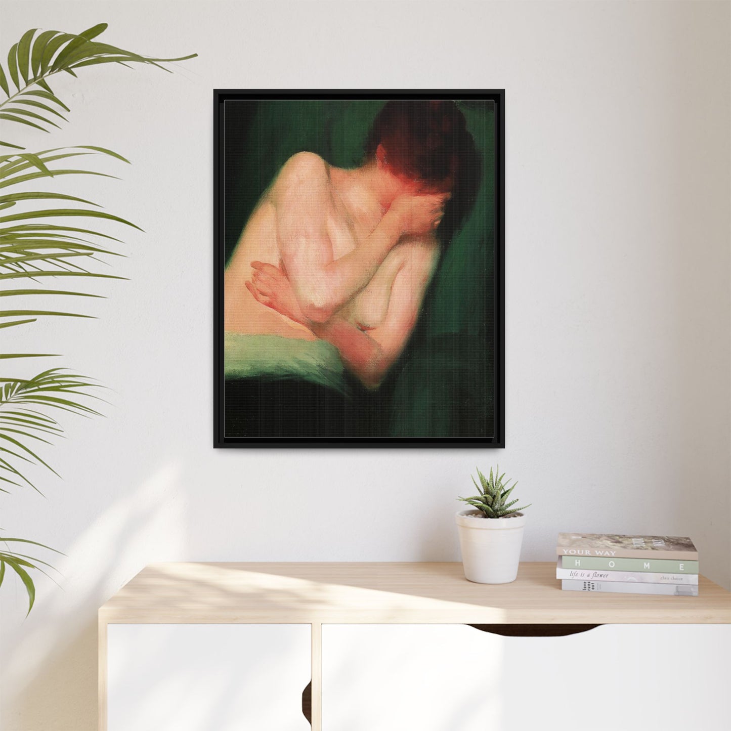 Female Nude by János Vaszary Framed Matte Canvas Wall Art Print
