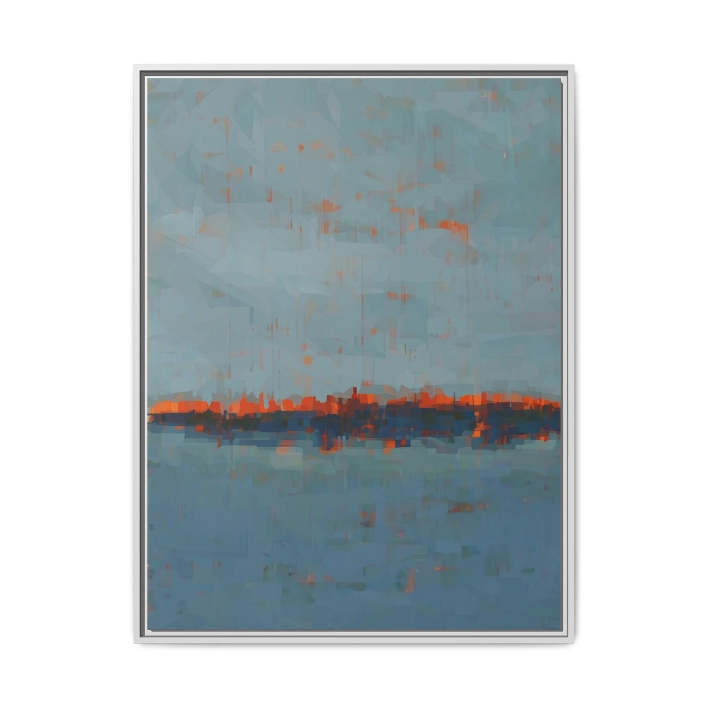 Framed Canvas Art — Teal & Orange Abstract Seascape
