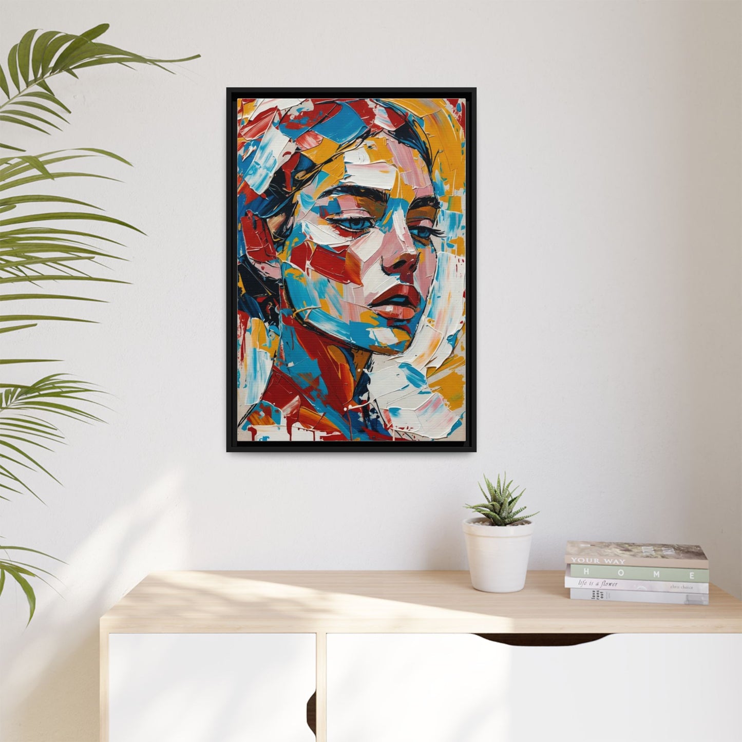 Colorful Abstract Portrait Framed Canvas Print