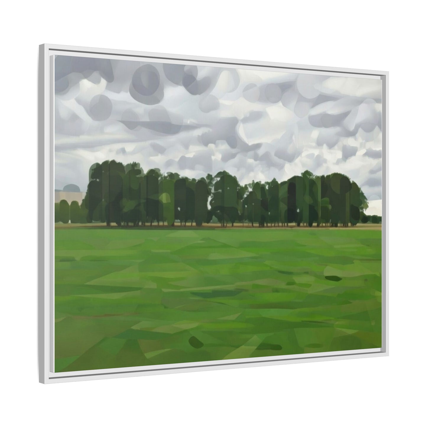 Framed Matte Canvas Print — Minimalist Green Landscape Art