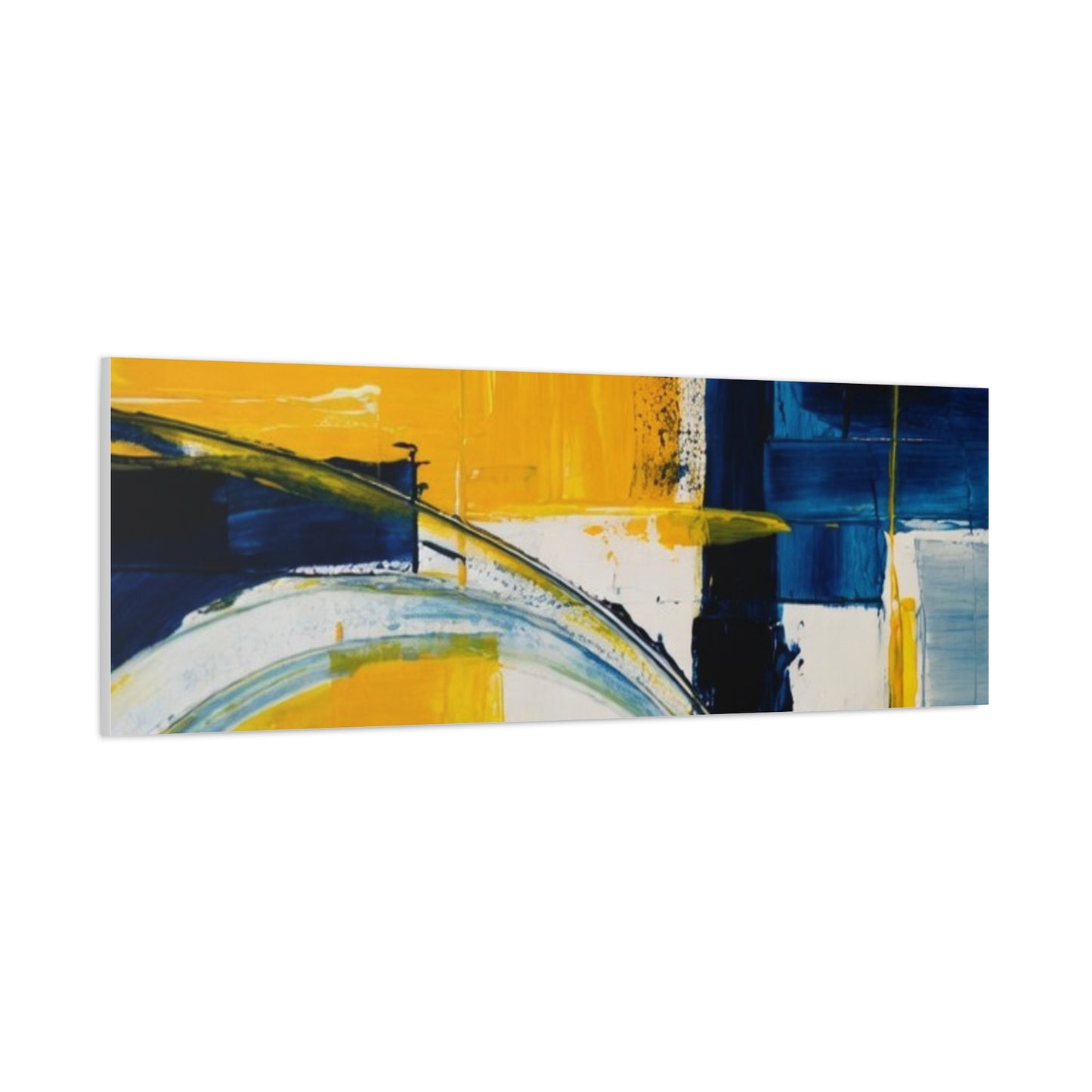 Abstract Blue & Yellow Arc Matte Canvas Wall Art - Stretched 1.25"