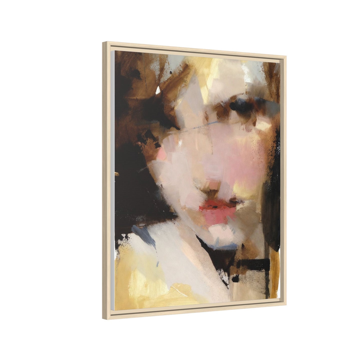 Abstract Portrait Matte Canvas Framed Print — Modern Feminine Wall Art
