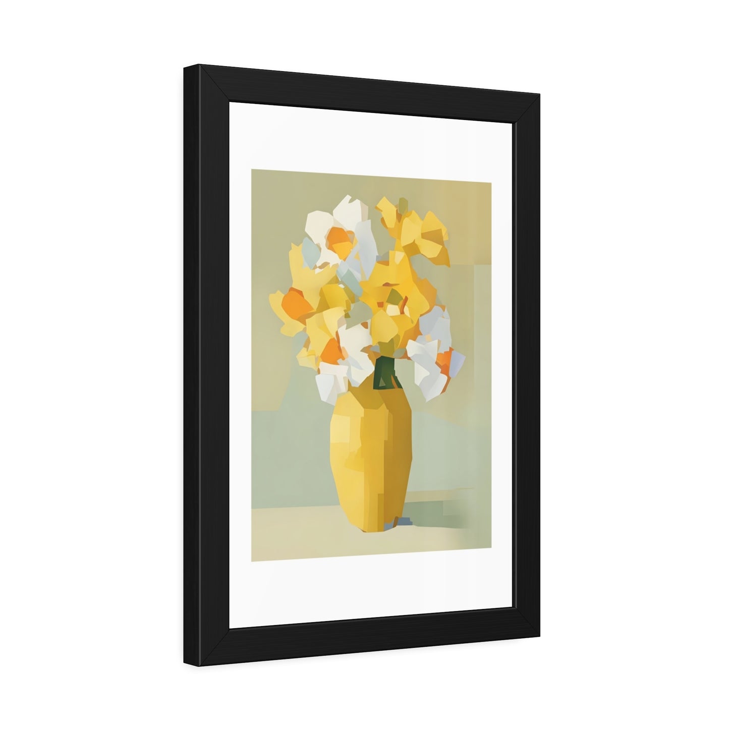 Framed Poster — Yellow Floral Vase Wall Art (Modern Abstract Bouquet)
