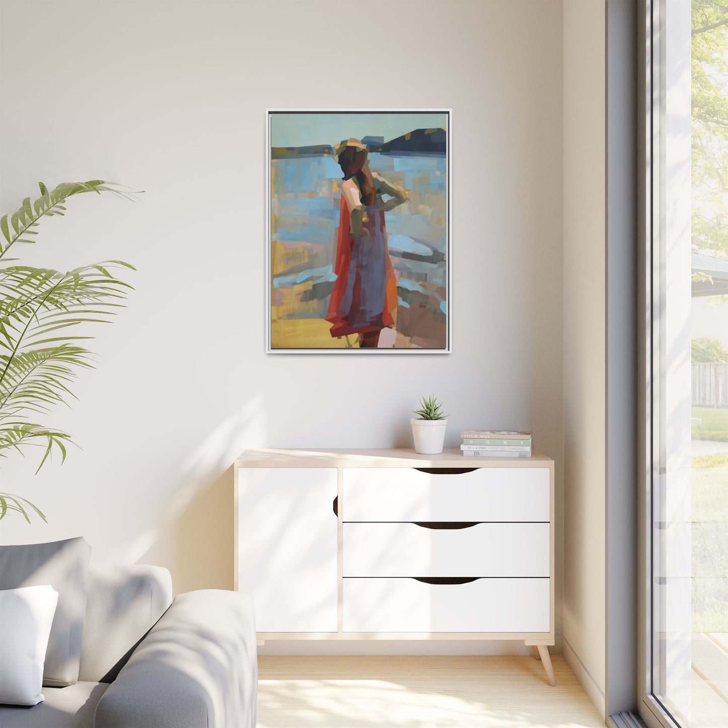 Framed Matte Canvas Print — Coastal Woman Abstract Art
