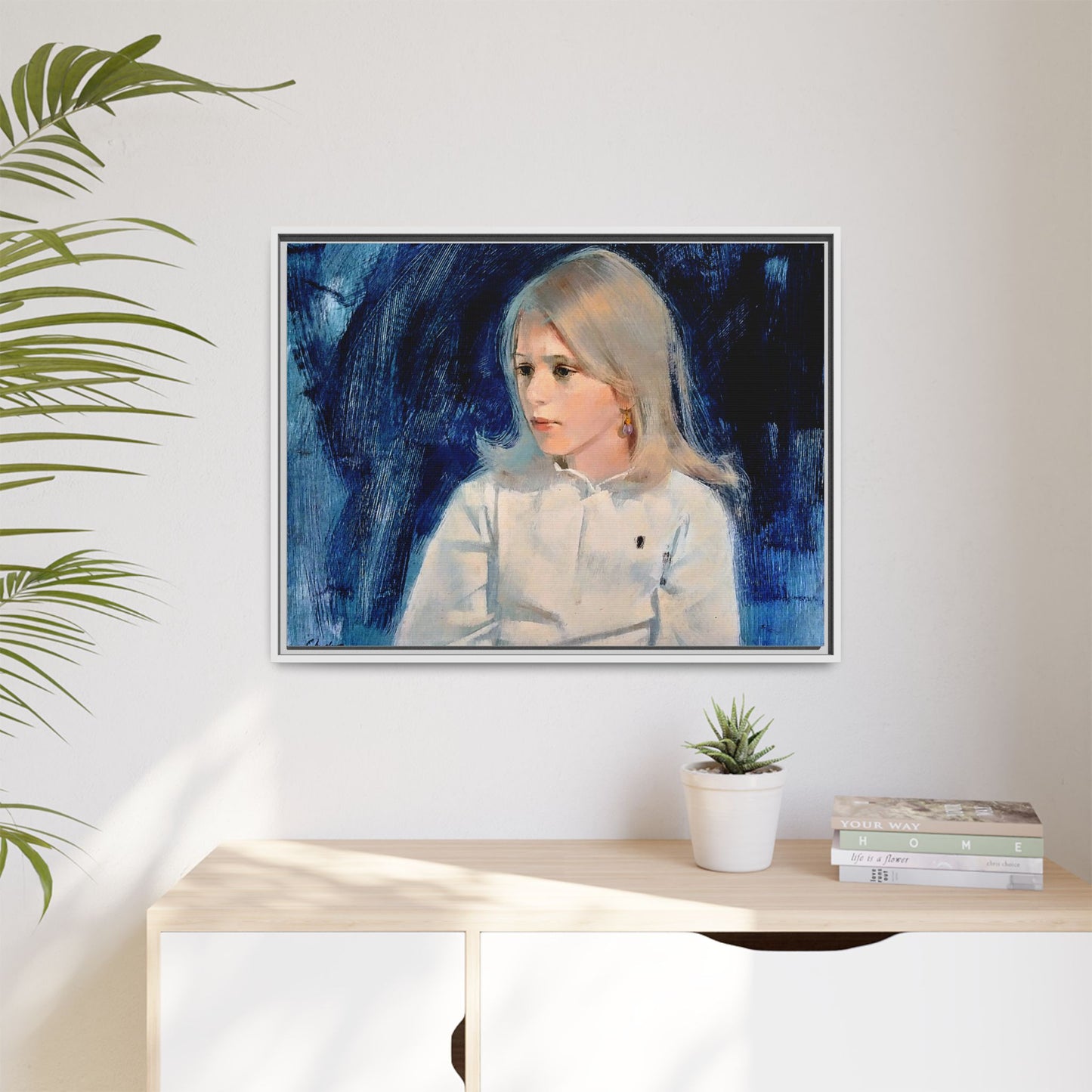 Painting of girl by Unknown Artist Framed Matte Canvas Classic Wall Art
