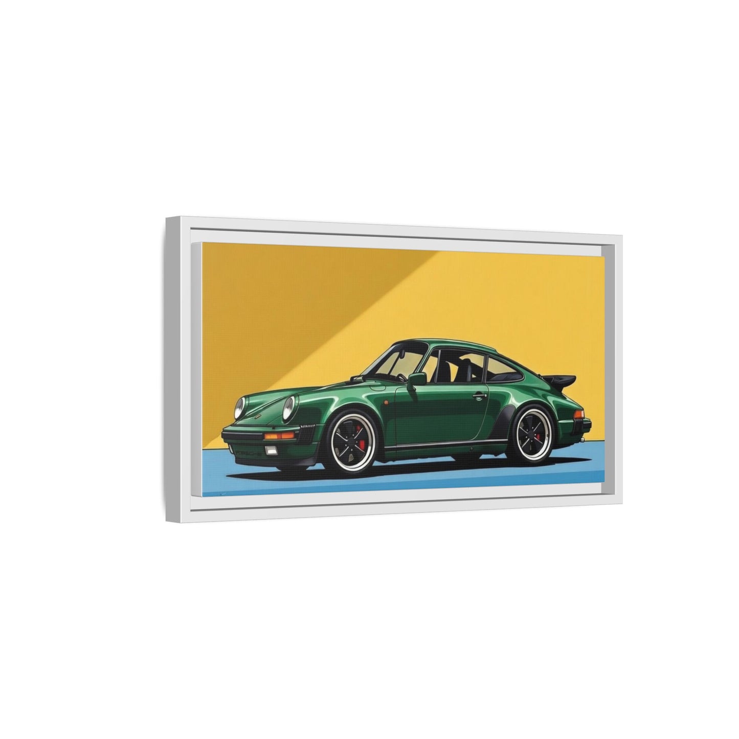Framed Matte Canvas — Green Sports Car Wall Art