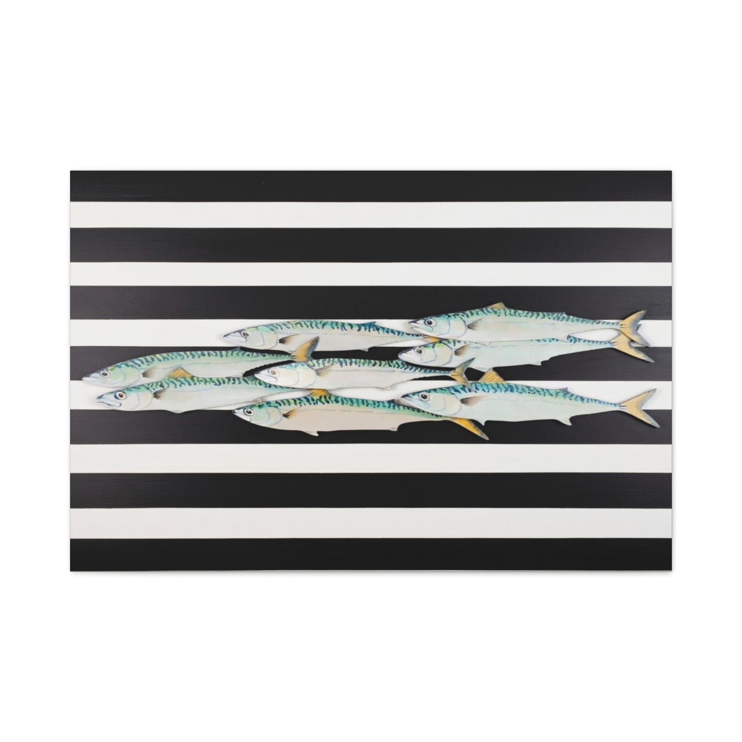 Striped Mackerel School Matte Canvas Print