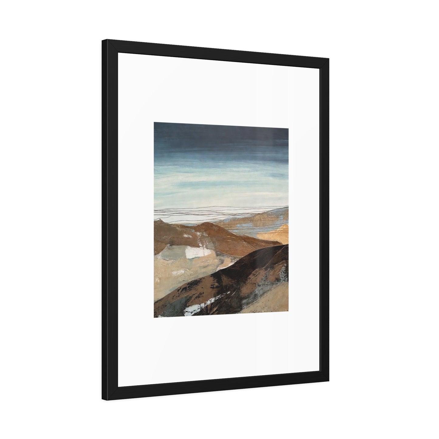 Framed Landscape Art Print — Minimal Coastal Mountain Poster