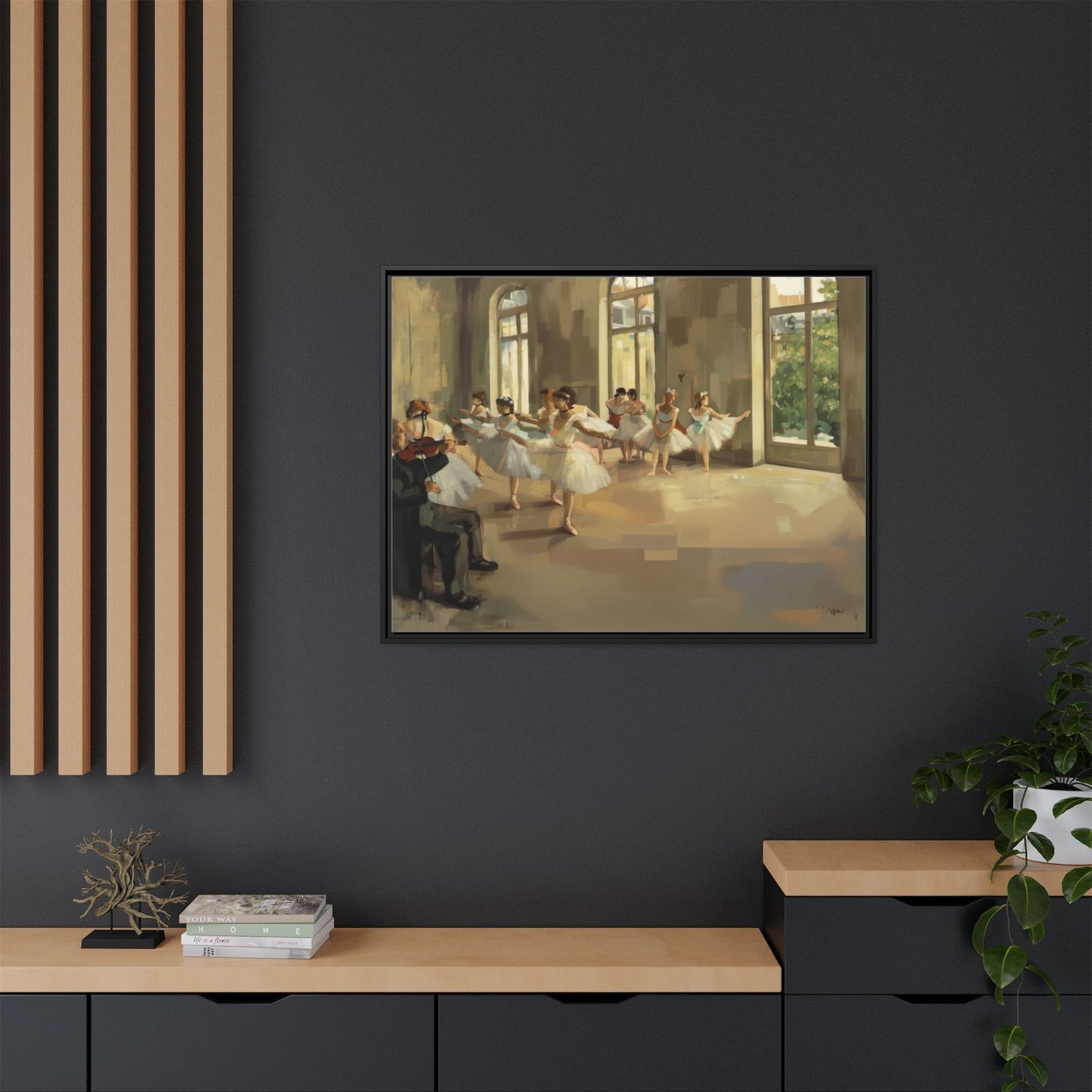 Framed Matte Canvas Print — Ballet Class Scene (Impressionist Dancers)