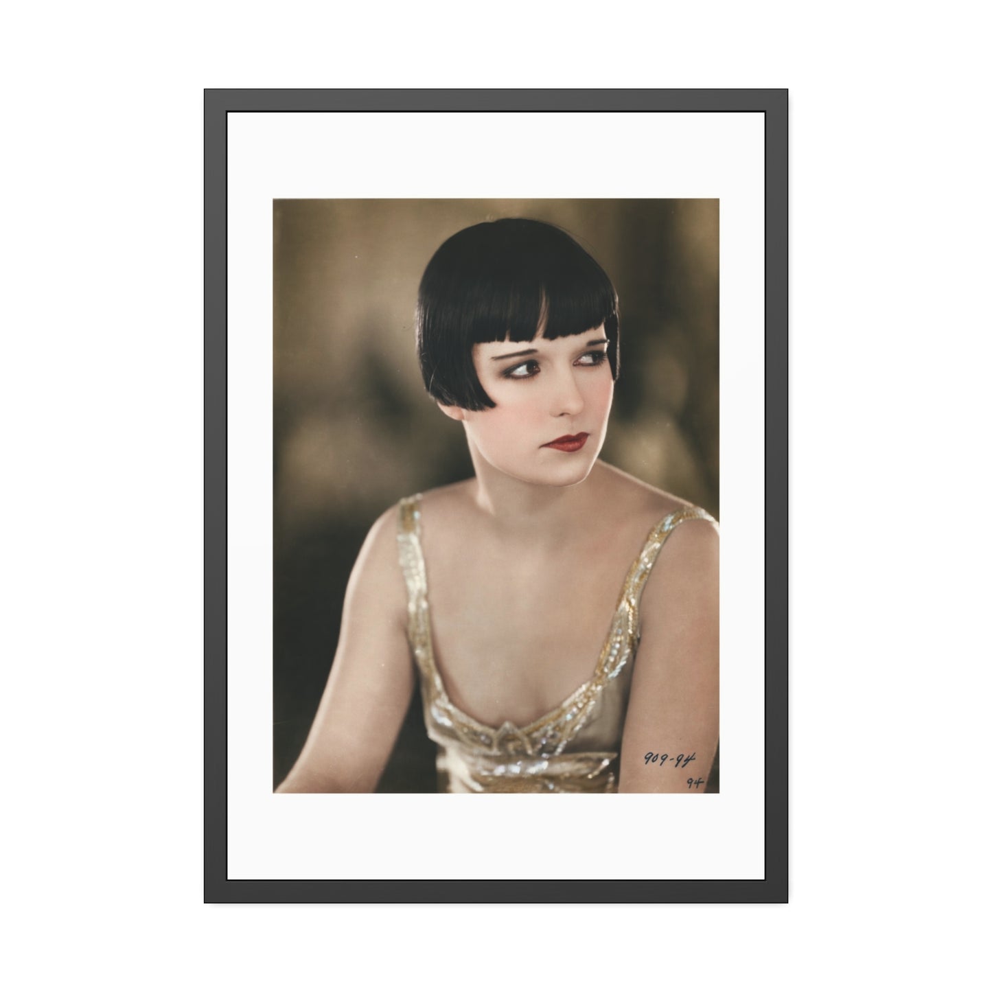 Vintage 1920s Louise Brooks Portrait Framed Poster — Art Deco Wall Print