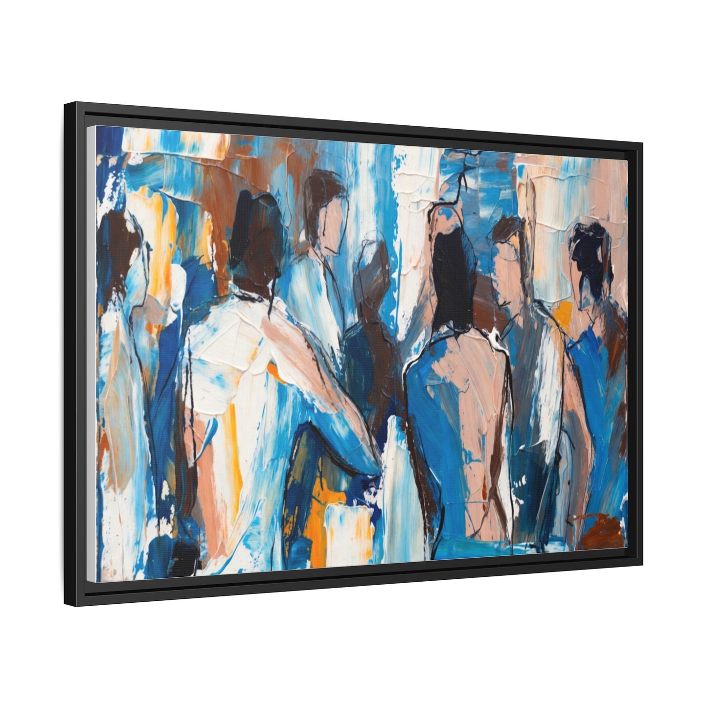 Abstract Coastal Figures Matte Canvas Framed Wall Art