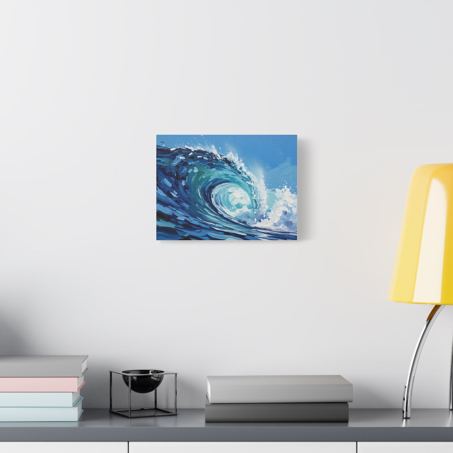 Ocean Wave Matte Canvas Wall Art — Blue Surf Wave Painting, Stretched 1.25"