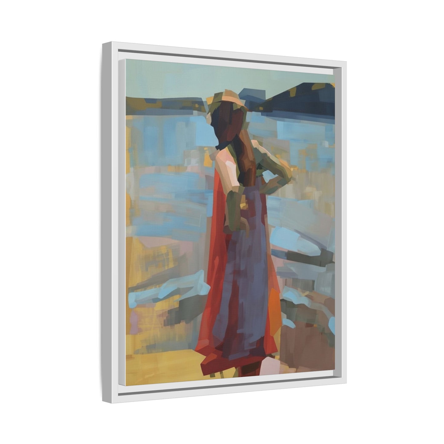 Framed Matte Canvas Print — Coastal Woman Abstract Art