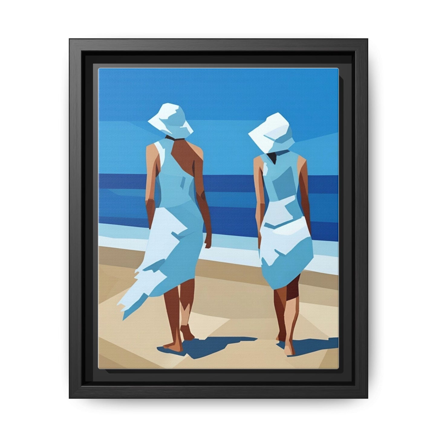 Seaside Stroll Matte Canvas Framed Print — Coastal Beach Art
