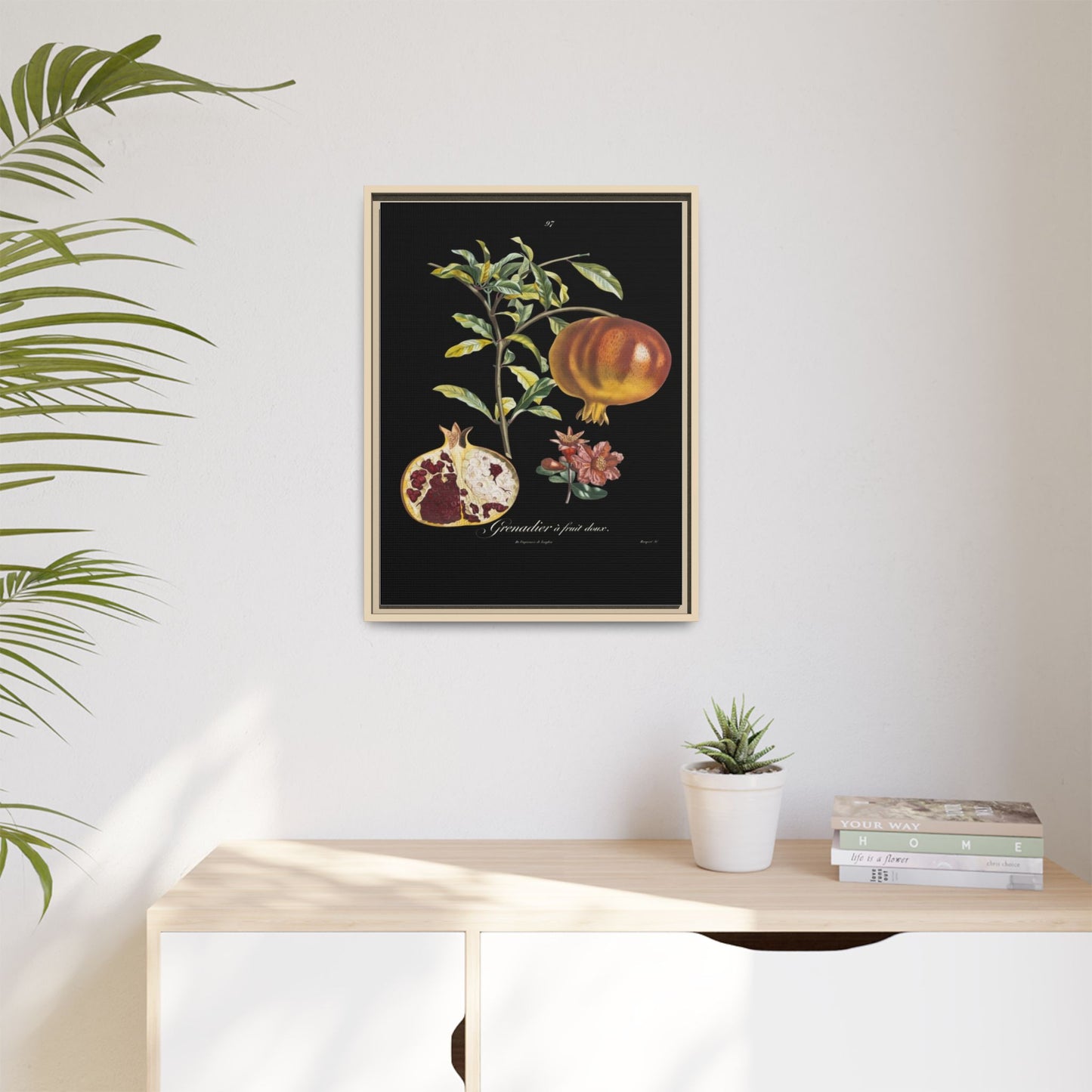 Pomegranate Botanical Framed Canvas Print — Vintage Fruit Wall Art