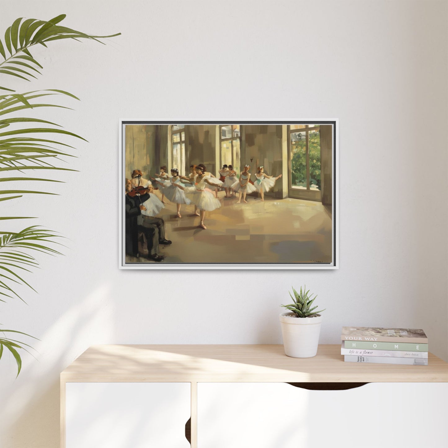 Framed Matte Canvas Print — Ballet Class Scene (Impressionist Dancers)