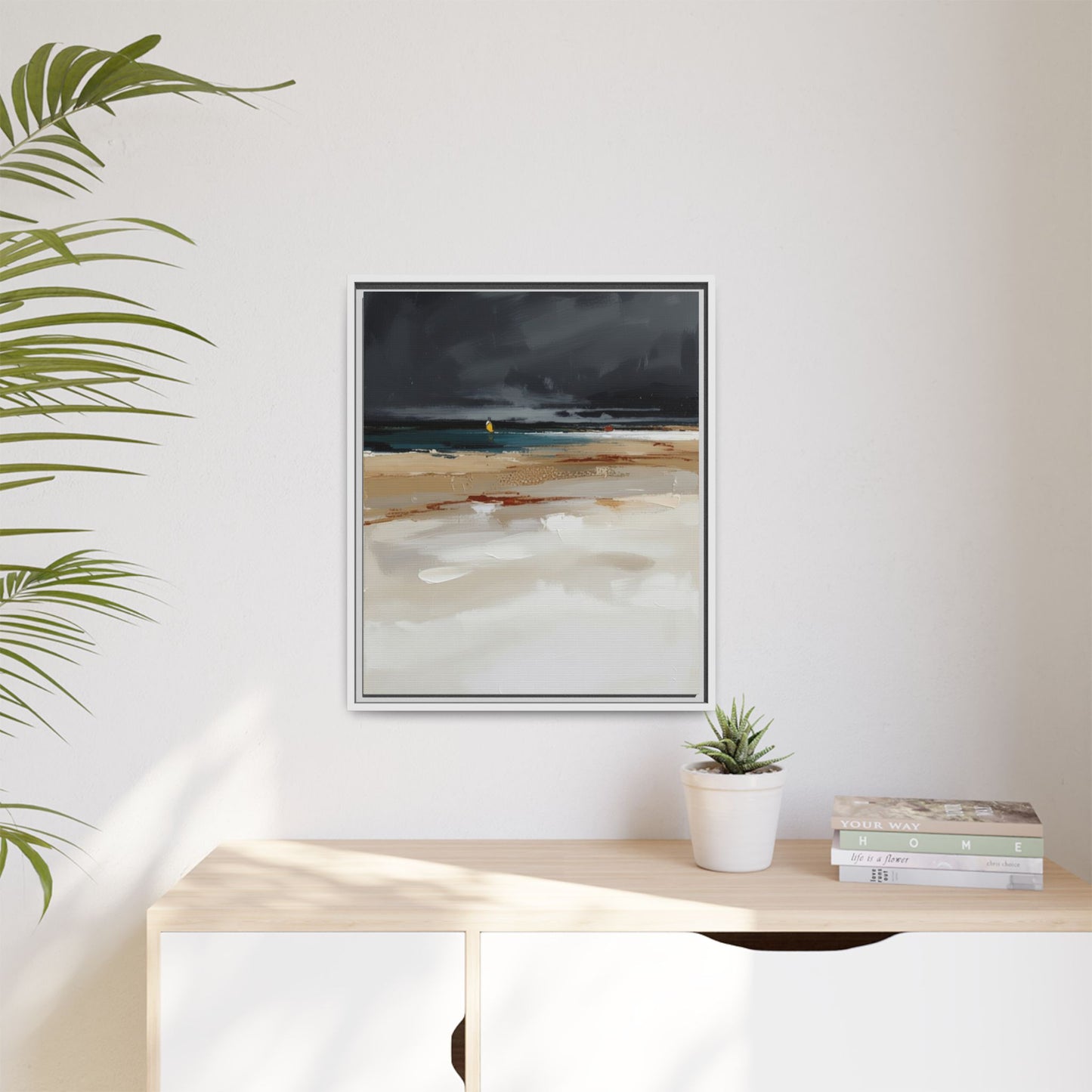 Framed Matte Canvas Beachscape Art Print — Coastal Abstract Wall Decor