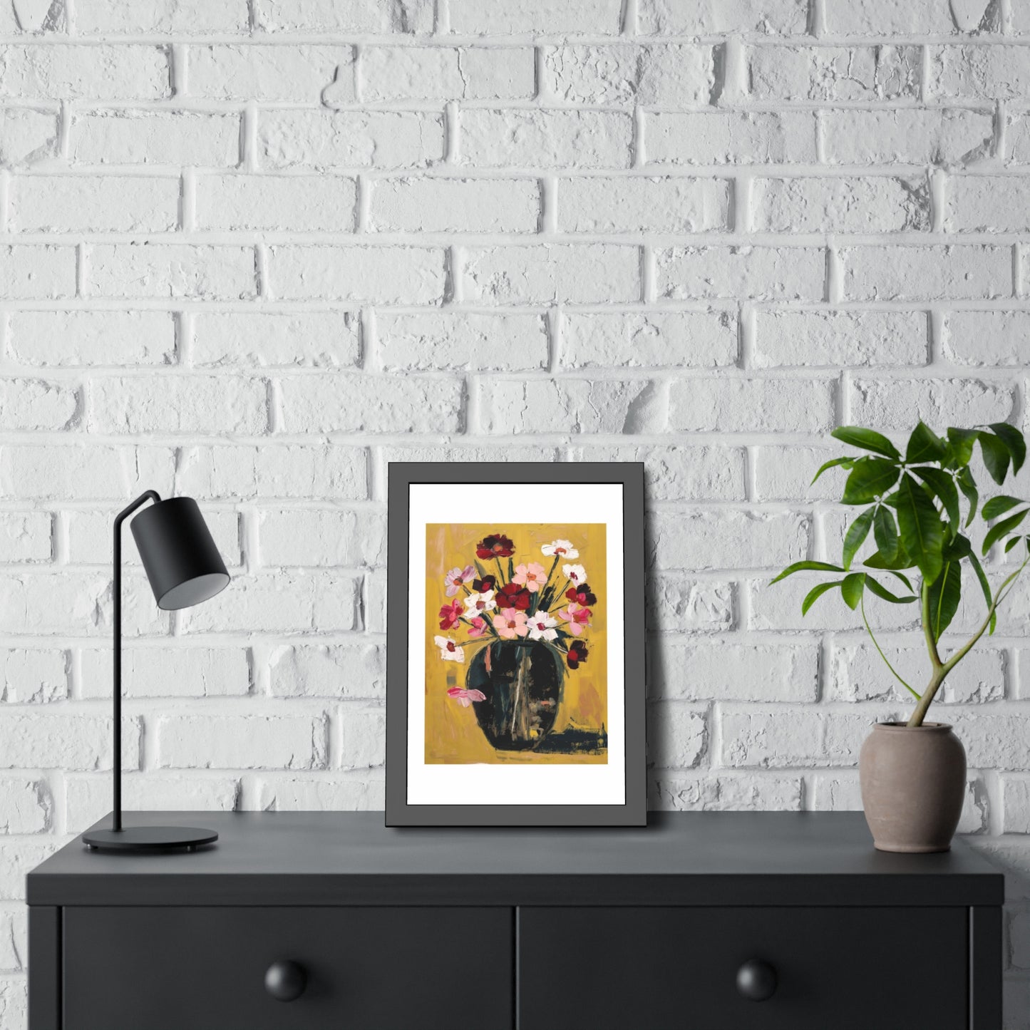 Framed Poster  Abstract Floral Vase Art Print