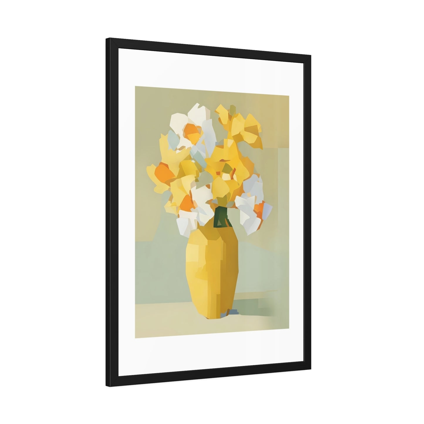 Framed Poster — Yellow Floral Vase Wall Art (Modern Abstract Bouquet)