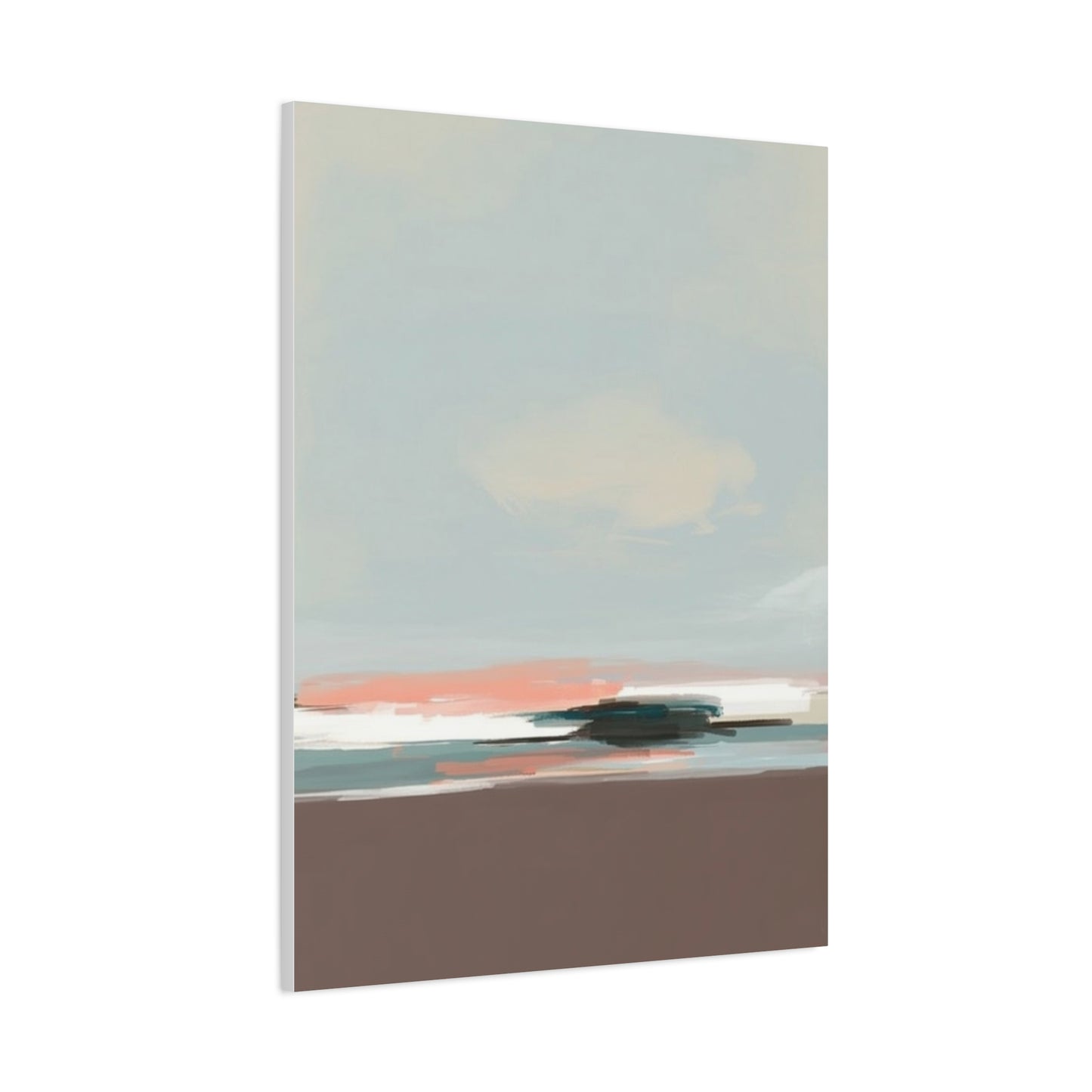 Coastal Abstract Canvas Art – Soft Pastel Seascape Matte Stretched Canvas