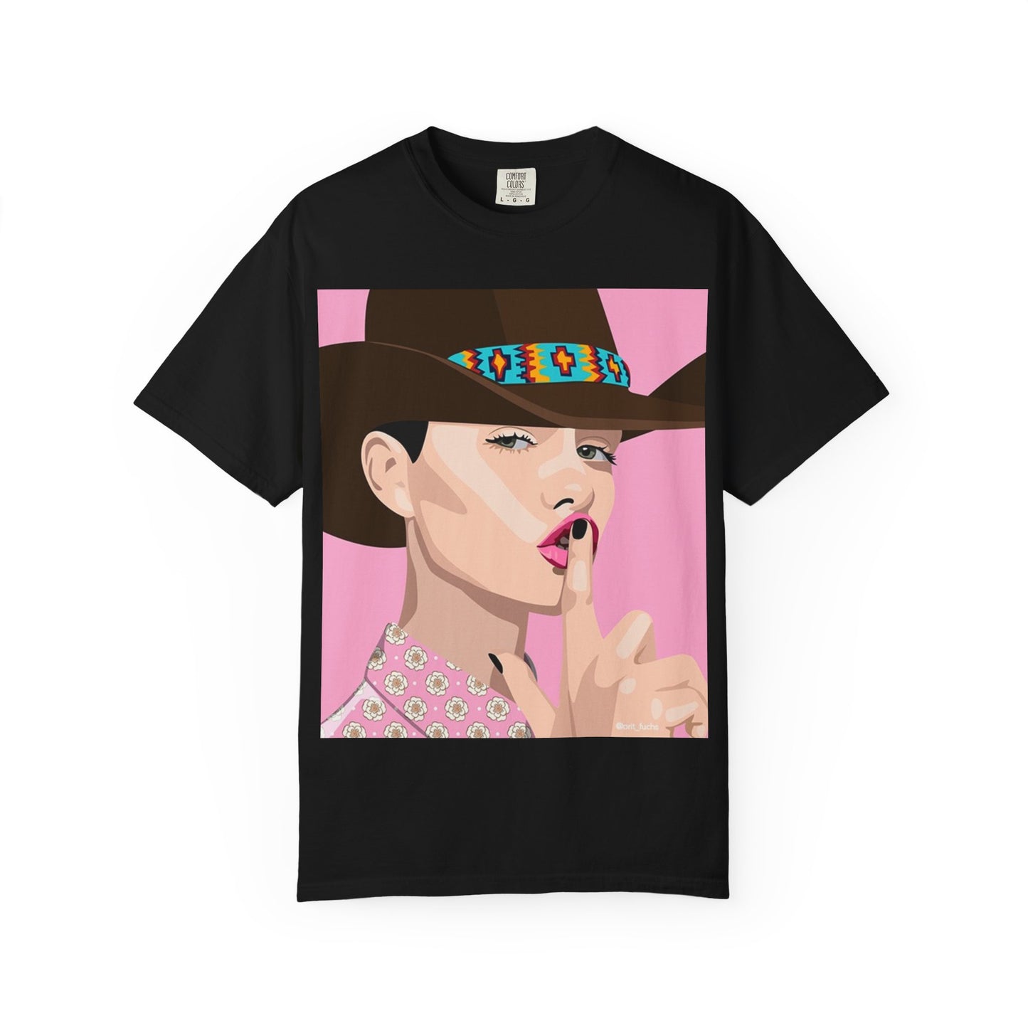 Cowgirl Pop Art T-Shirt — Pink 'Shh' Graphic Tee