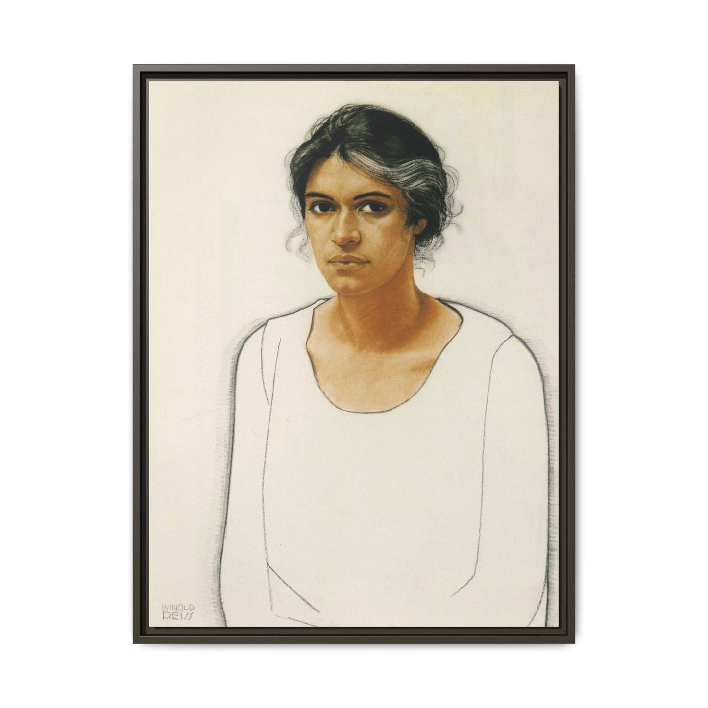Portrait of a Woman by Winold Reiss Framed Matte Canvas Portrait Print