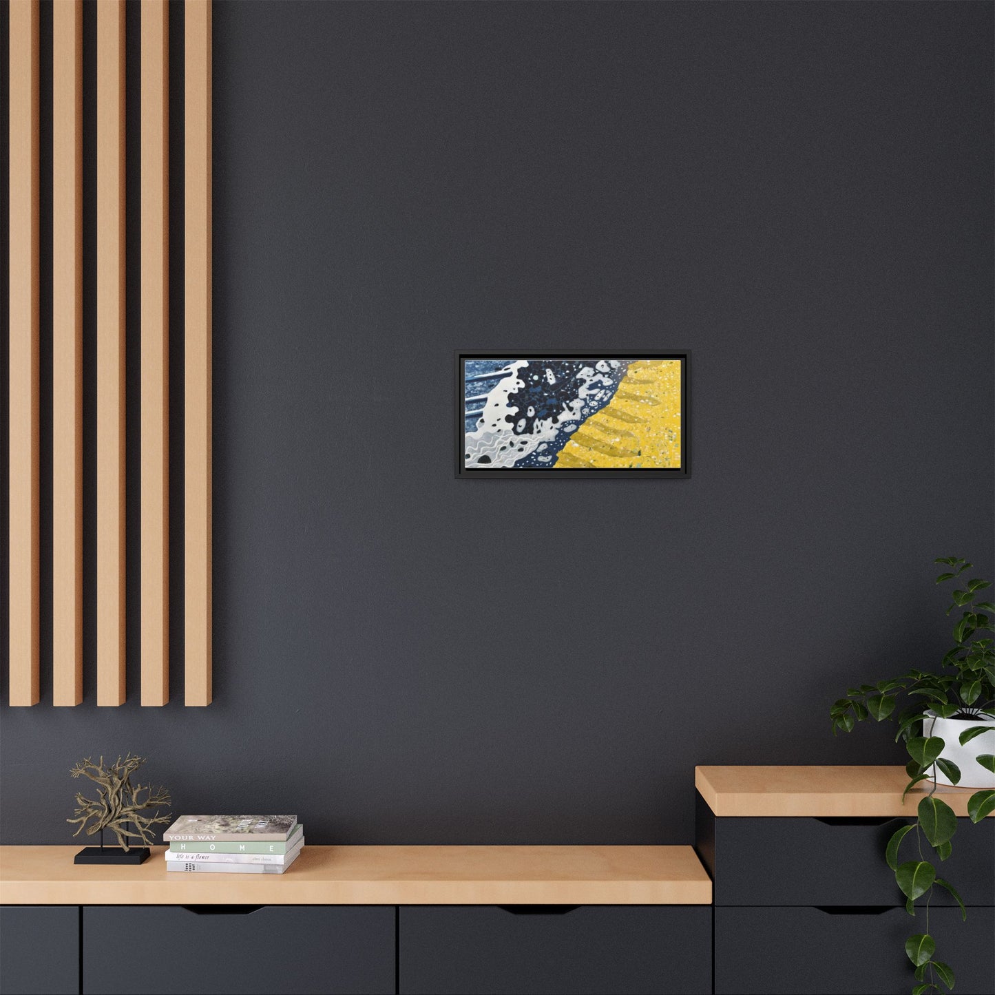 Framed Abstract Ocean & Sand Matte Canvas Print