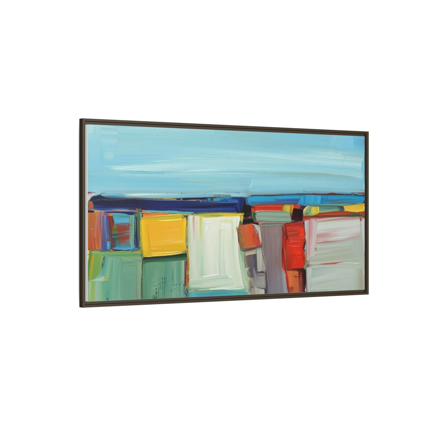 Abstract Coastal Blocks Matte Canvas Print (Framed)