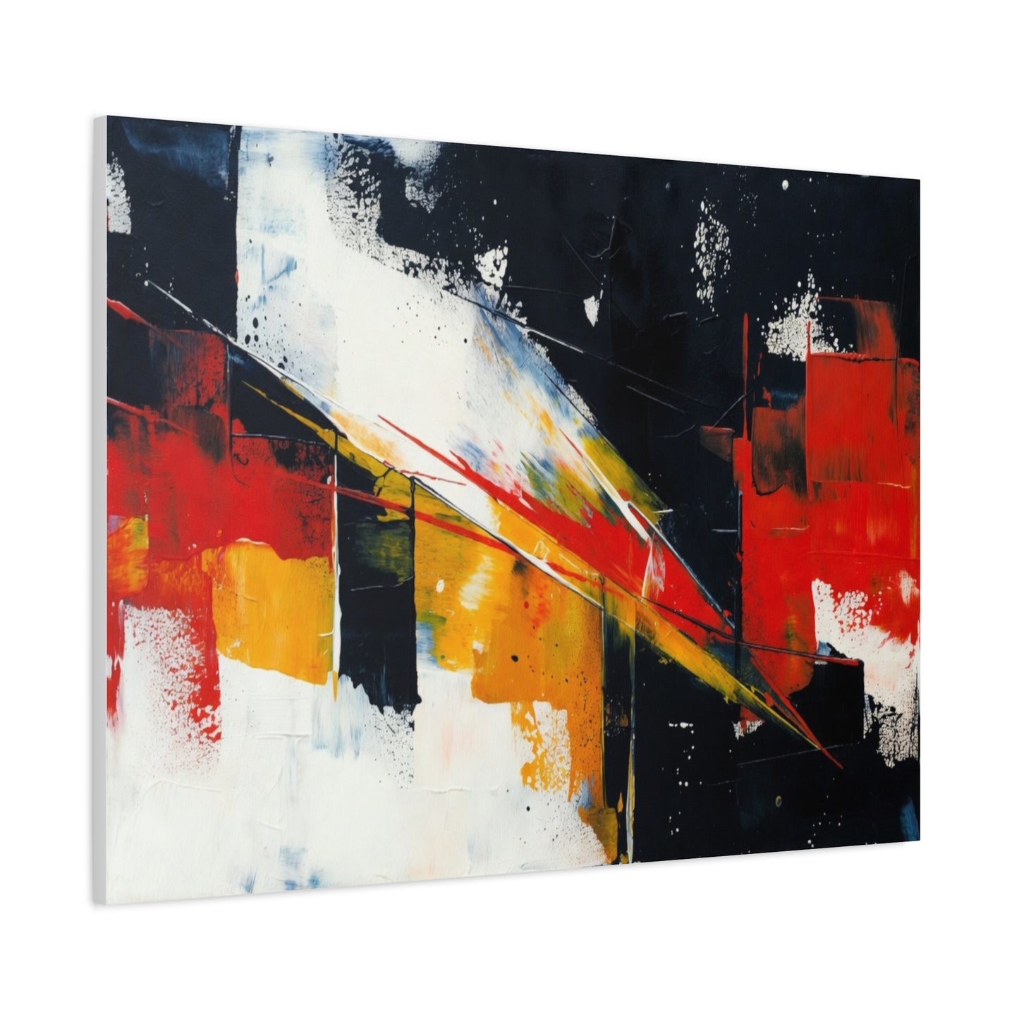 Abstract Geometric Canvas Art — Bold Red & Black Modern Wall Painting