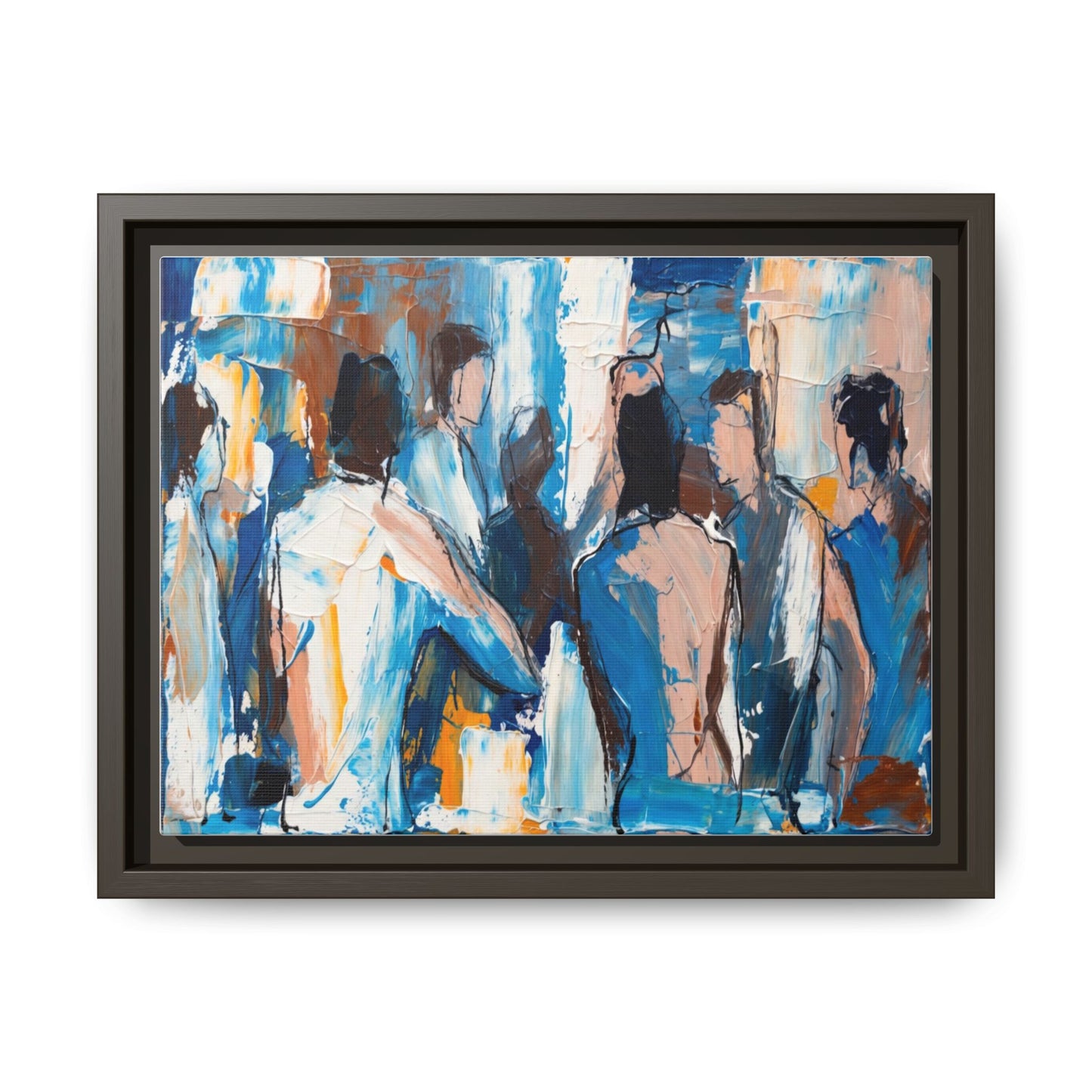Abstract Coastal Figures Matte Canvas Framed Wall Art