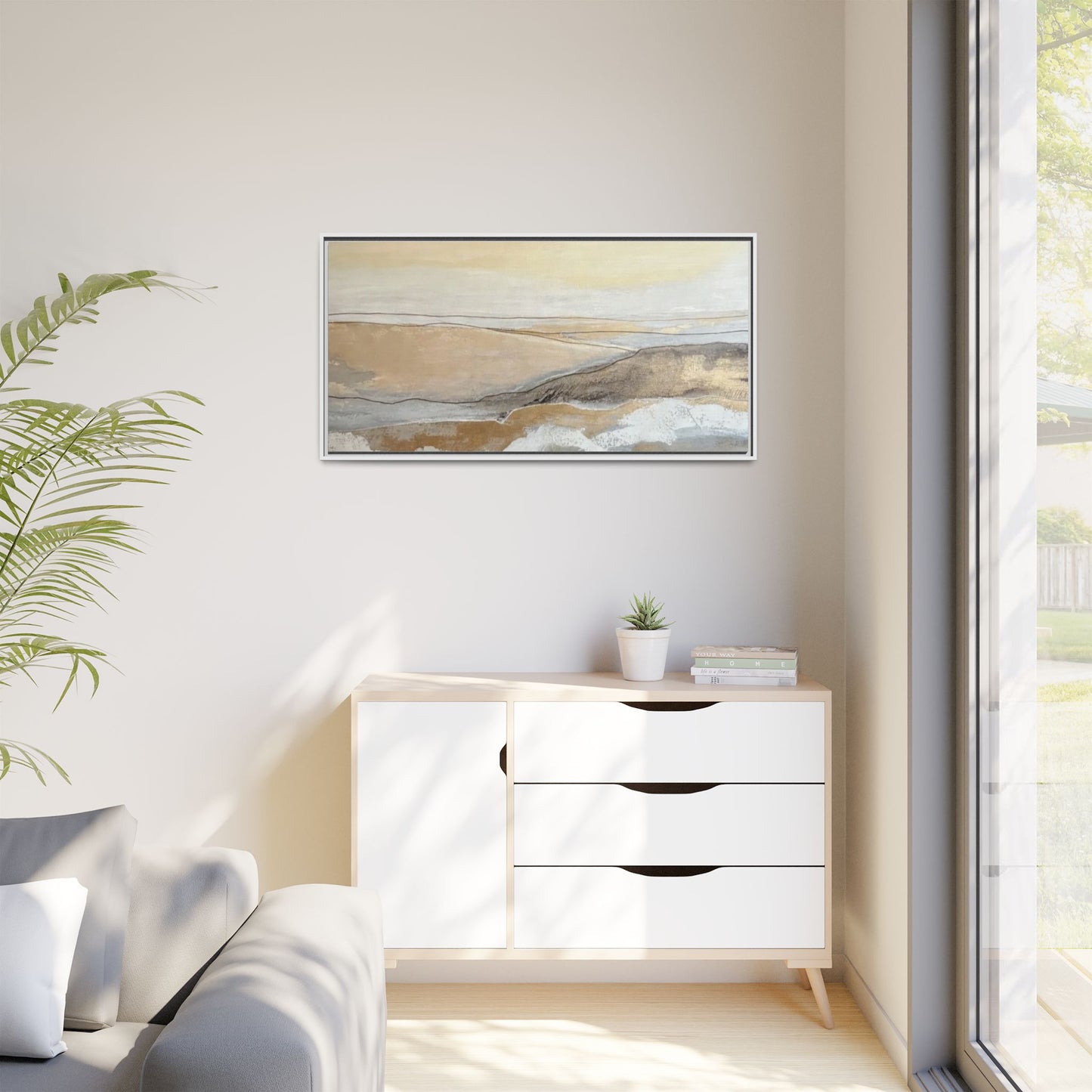 Framed Abstract Coastal Landscape Matte Canvas Wall Art