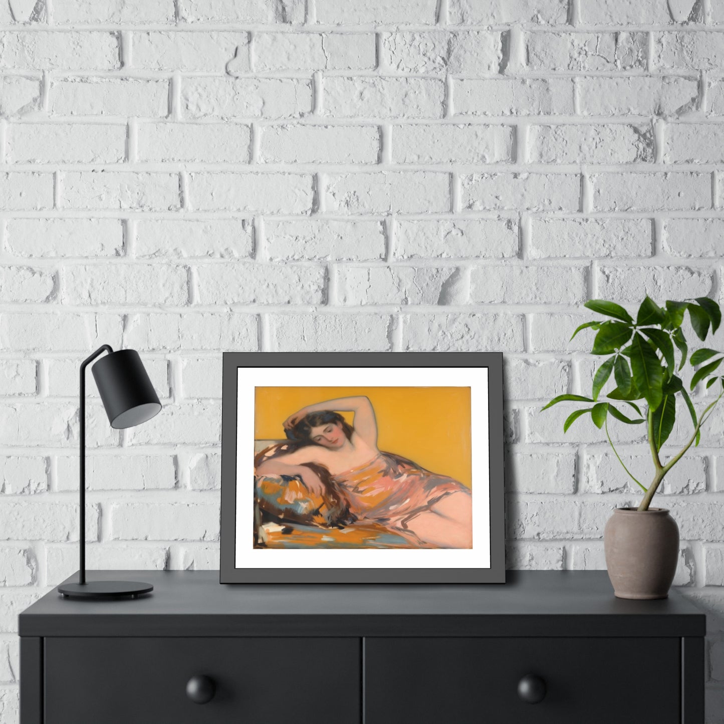 Framed Art Poster — Vintage Reclining Woman Print, Museum-Style Wall Art