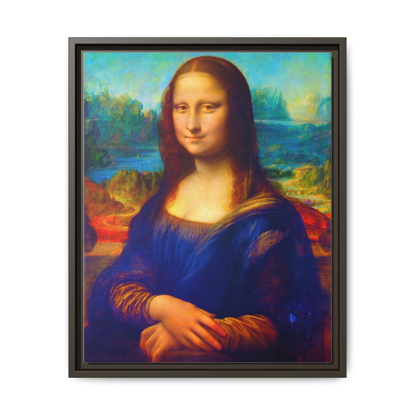 Framed Matte Canvas Print — Colorful Mona Lisa Wall Art