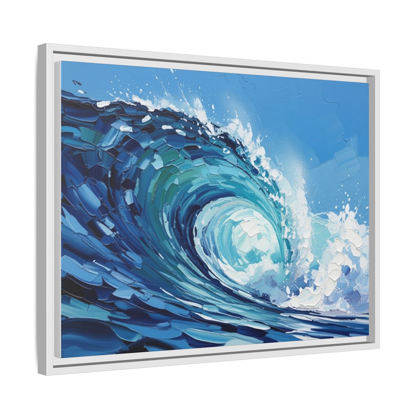 Framed Matte Canvas Wave Art — Blue Ocean Surf Wall Decor