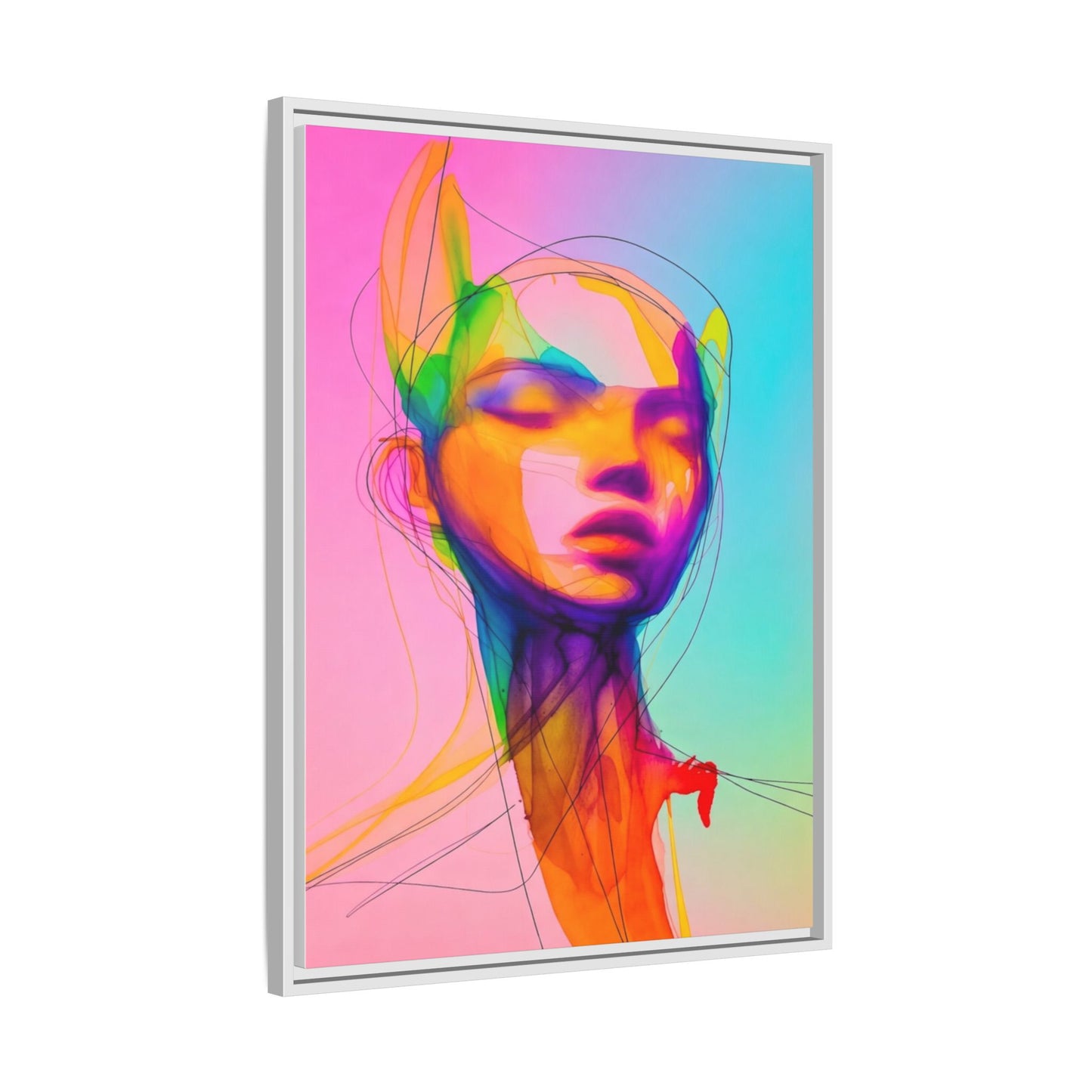 Framed Matte Canvas Art — Vibrant Abstract Portrait Wall Print