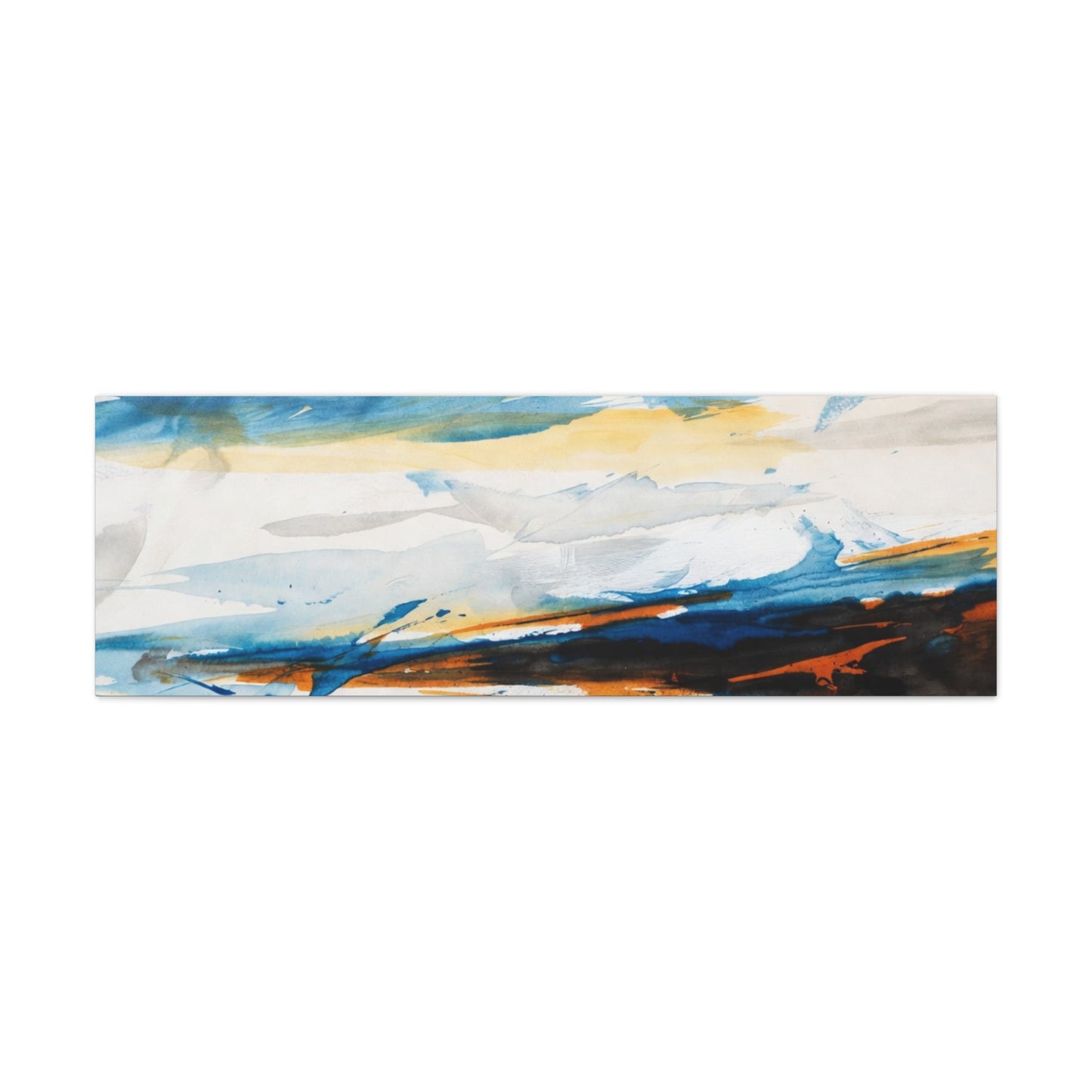 Abstract Oceanic Canvas Print — Blue & Amber Stretched Wall Art