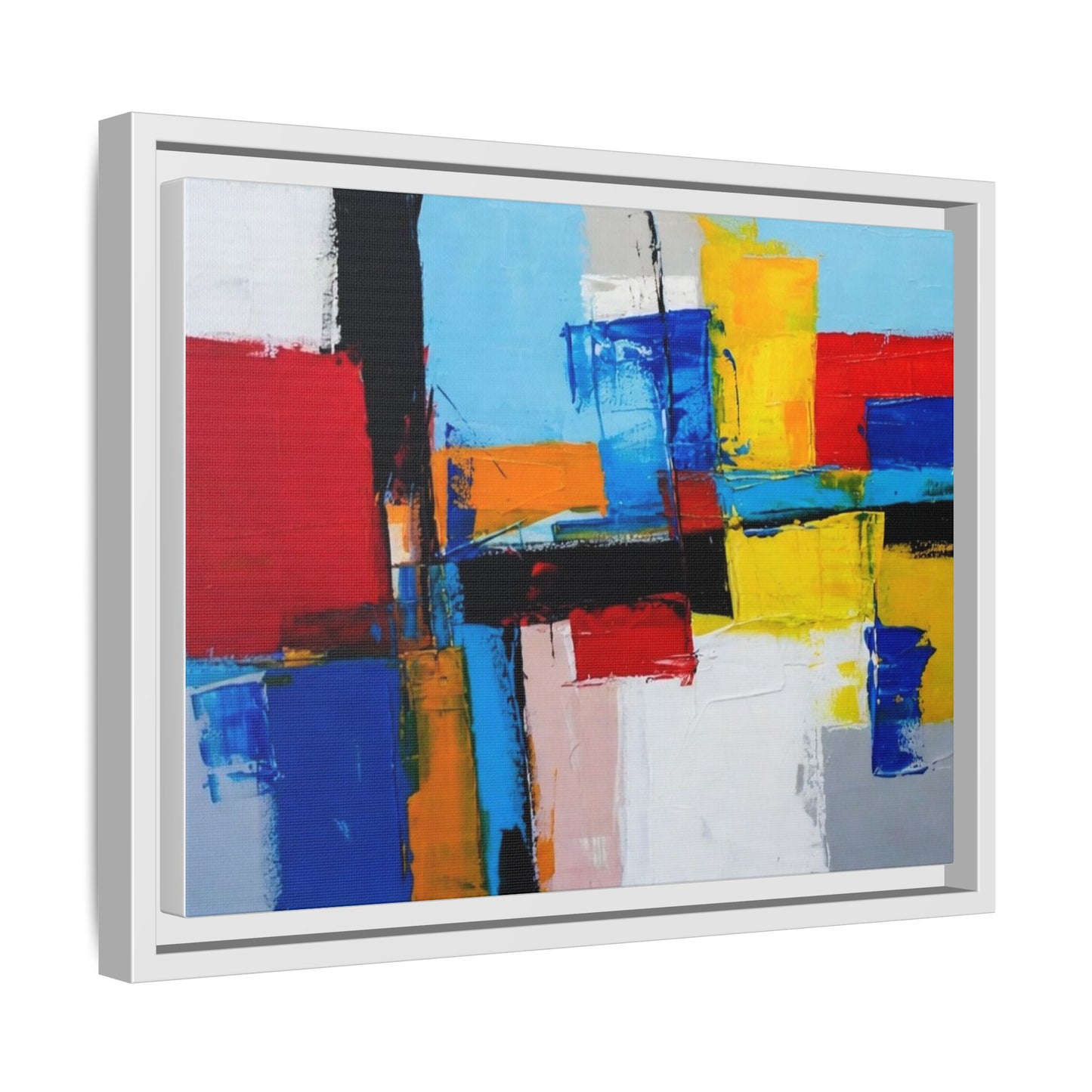 Abstract Color Block Matte Canvas Framed Wall Art