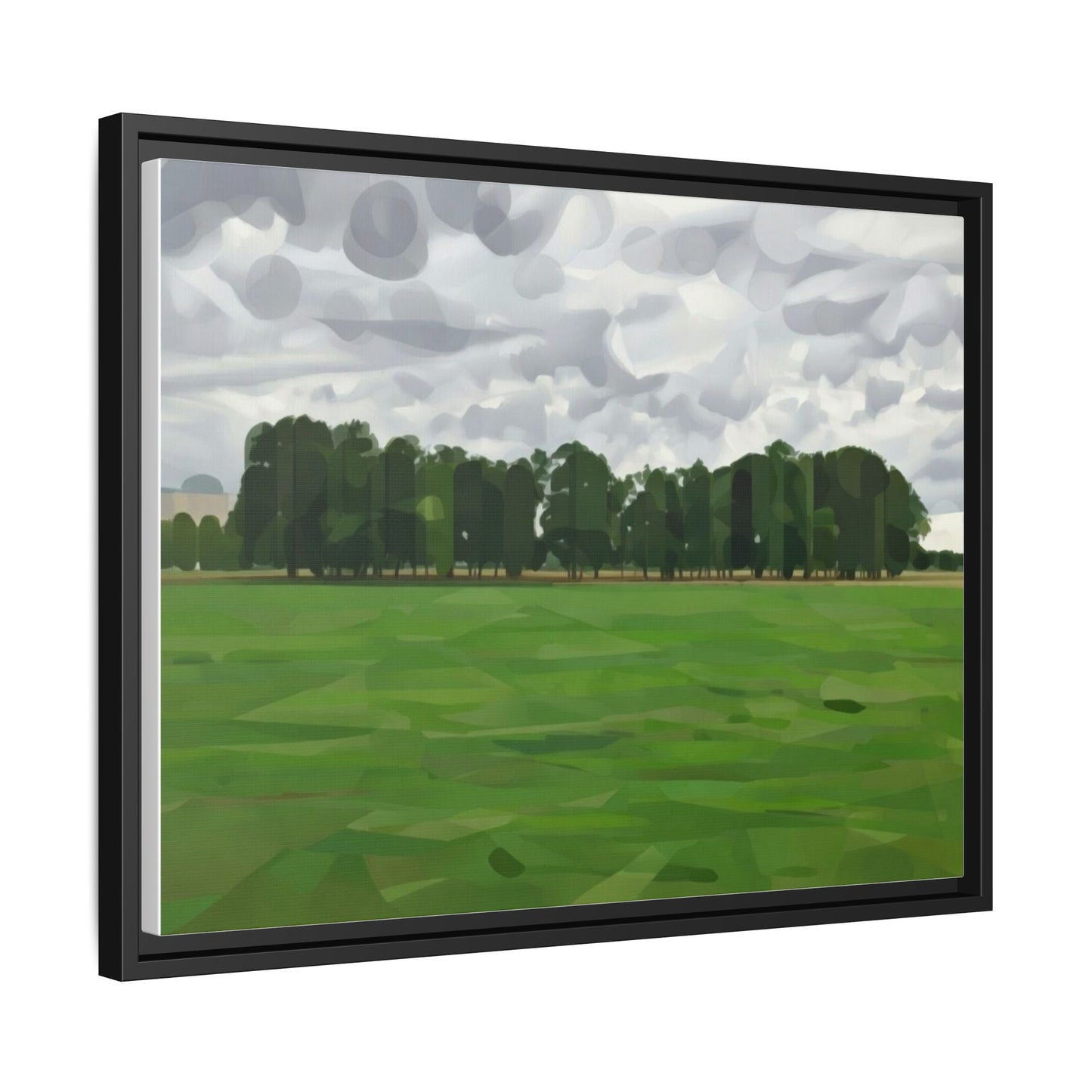 Framed Matte Canvas Print — Minimalist Green Landscape Art