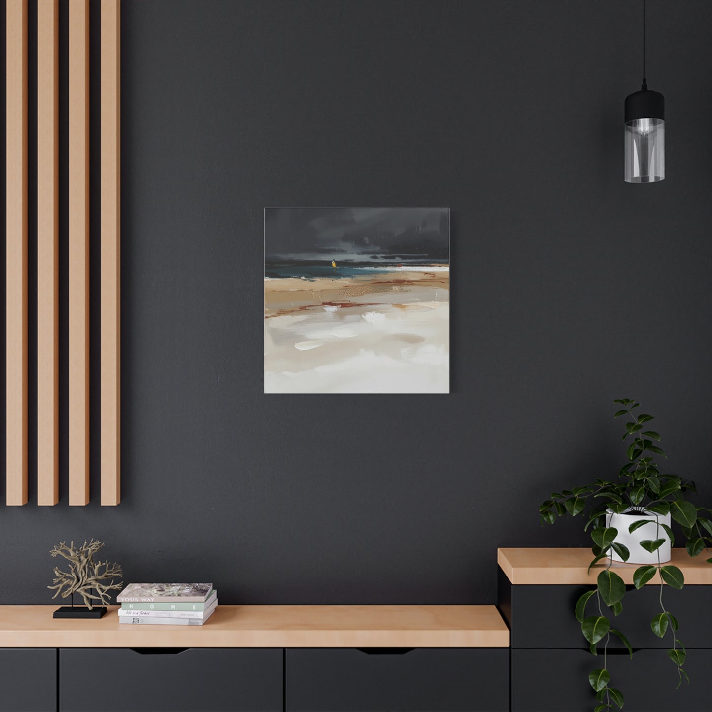 Beachscape Canvas Art — Stormy Seascape Matte Stretched Wall Art