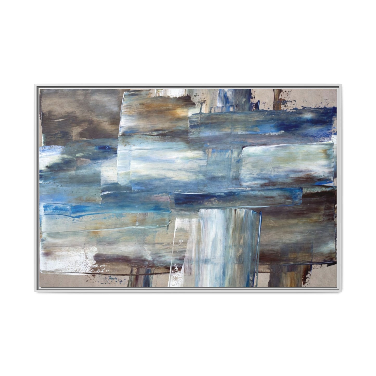 Abstract Blue Coastal Matte Canvas Framed Wall Art