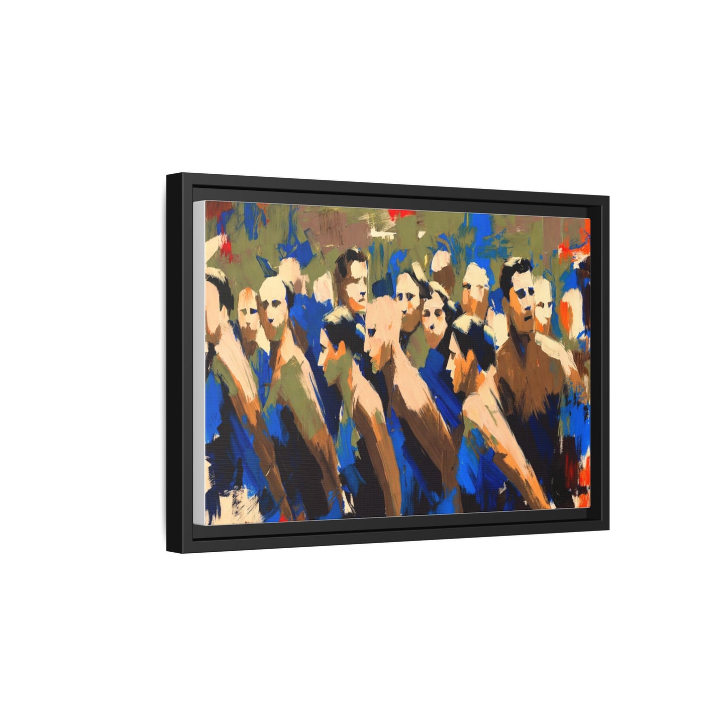 Abstract Crowd Matte Canvas Print — Framed Multi-Color Wall Art
